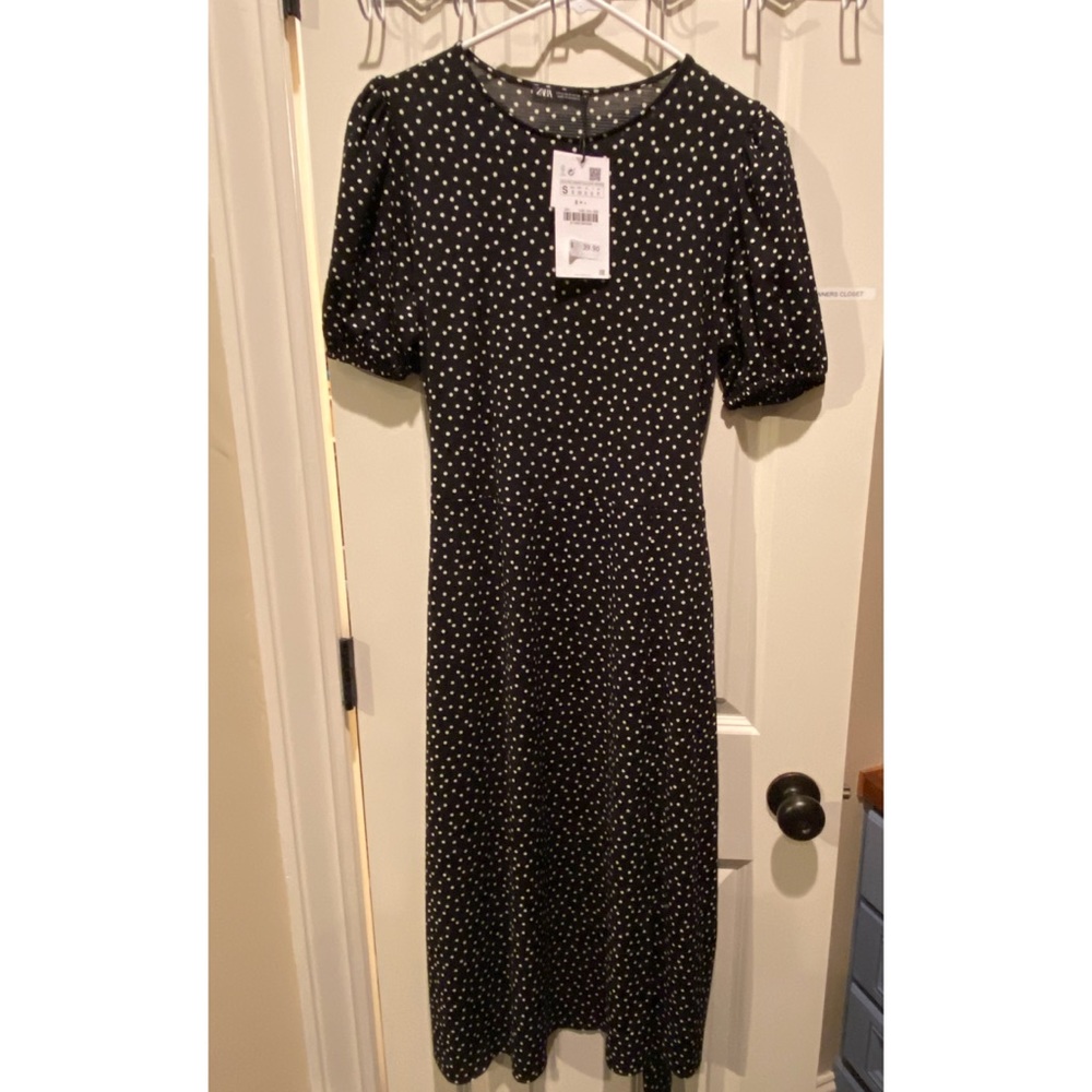 New with tags black polka dot dress
